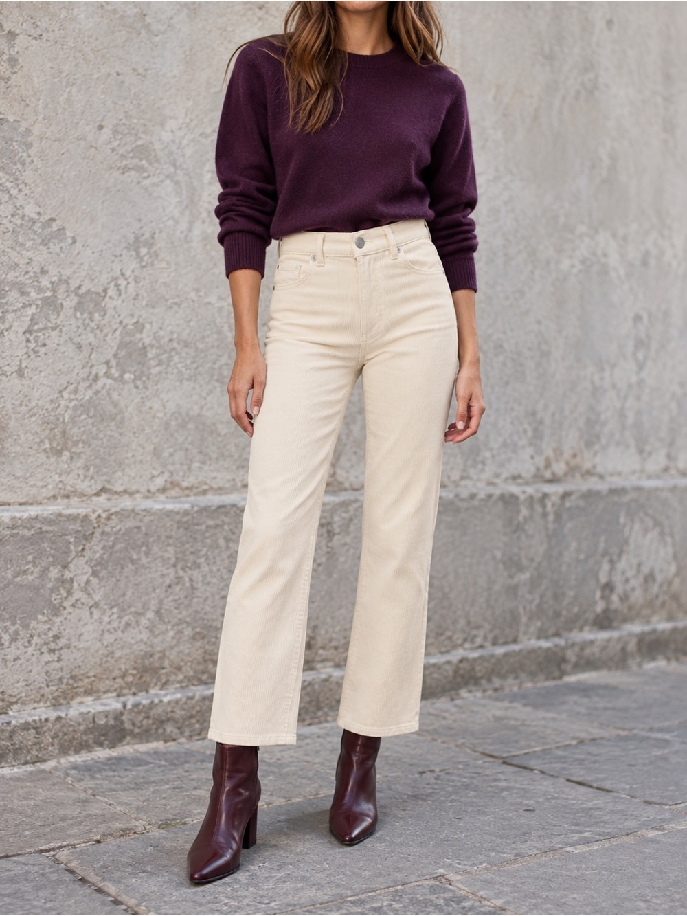 DL1961 Patti Straight High Rise Ankle Corduroy Jeans Cream Stretch Pants Size 28
